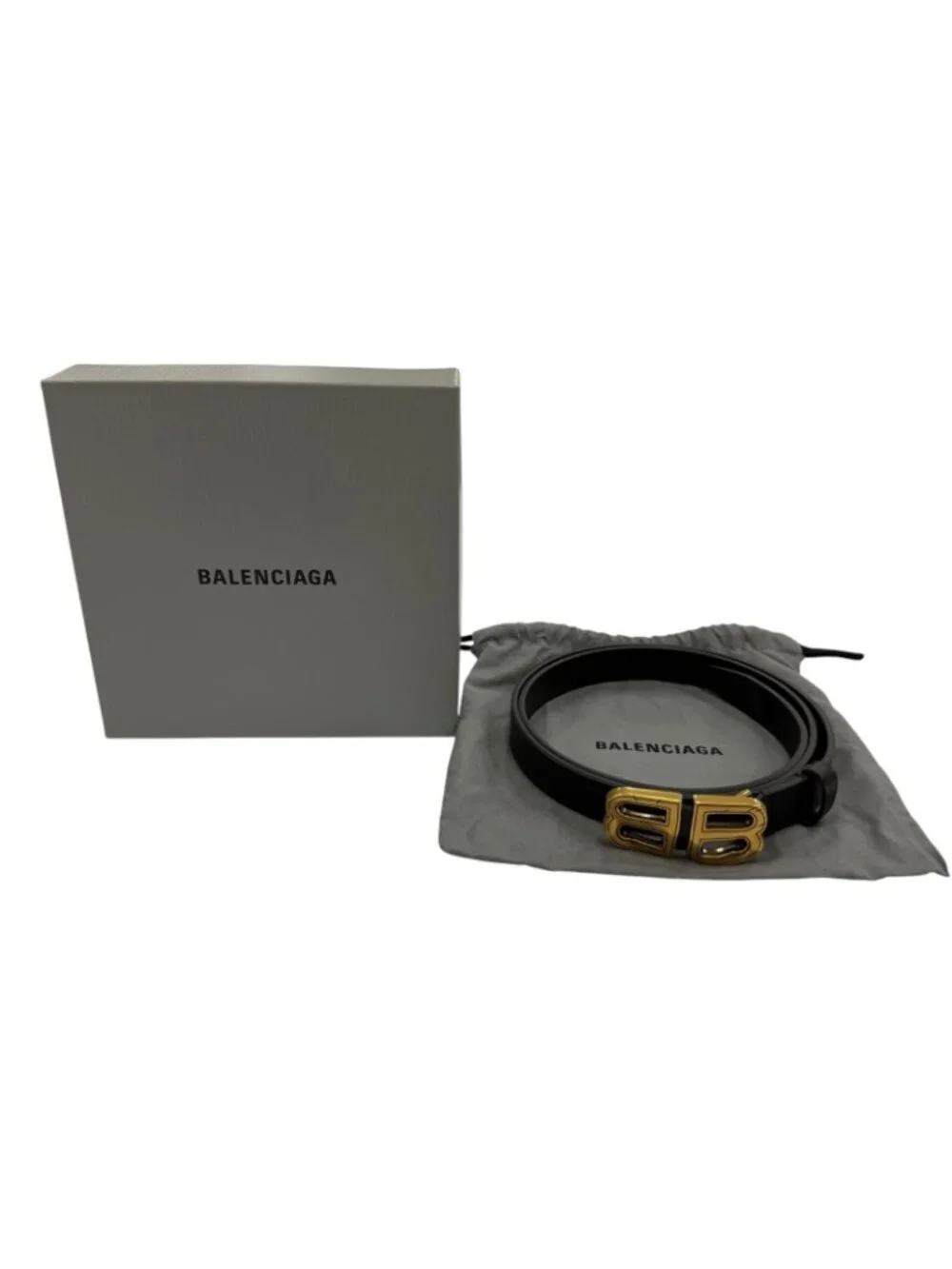Balenciaga BB Hourglass Belt Black Gold 90